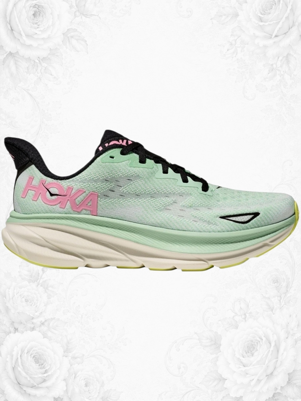 Hoka Clifton 9 Running Shoes Women's 9B Mint Green Pink Athletic Sneakers - Picture 3 of 11